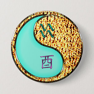 Badge Rond 7,6 Cm Verseau & Coq de feu