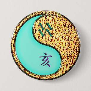 Badge Rond 7,6 Cm Verseau & Sanglier de Feu