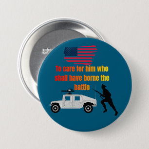 Badge Rond 7,6 Cm vétérans américains bleu océan