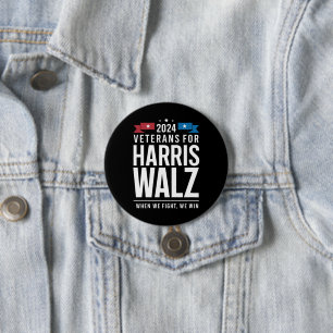 Badge Rond 7,6 Cm Vétérans pour Harris Walz 2024 Présidentielle