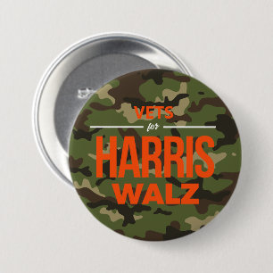 Badge Rond 7,6 Cm Vets pour Harris Walz Camo