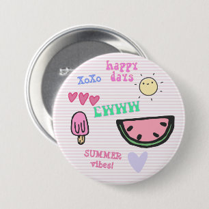 Badge Rond 7,6 Cm Vibes d'été des filles VSCO