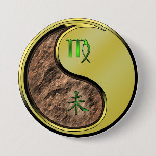 Badge Rond 7,6 Cm Vierge & Chèvre Métallique