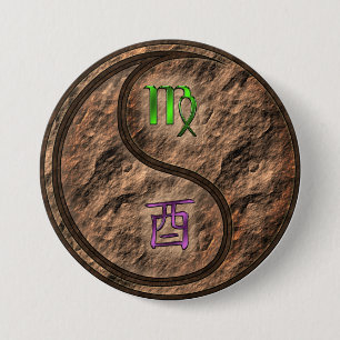 Badge Rond 7,6 Cm Vierge & Coq de Terre