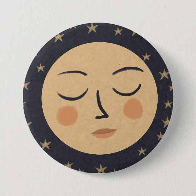 Badge Rond 7,6 Cm Visage mignon de la lune (Devant)