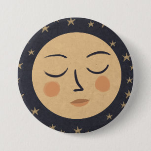 Badge Rond 7,6 Cm Visage mignon de la lune