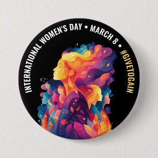 Badge Rond 7,6 Cm Visages Colorés Journée Internationale des Femmes 