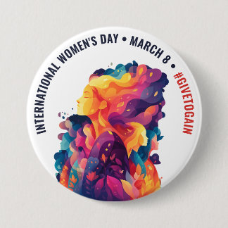 Badge Rond 7,6 Cm Visages Colorés Résumé Journée de la Femme | JIF