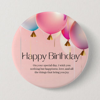 Badge Rond 7,6 Cm Vœux d'anniversaire rose