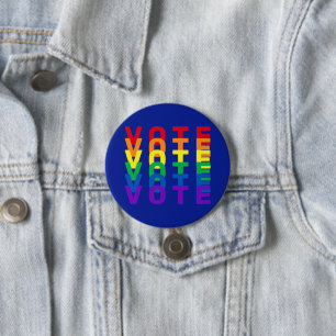 Badge Rond 7,6 Cm VOIR Lettres Arc-en-ciel