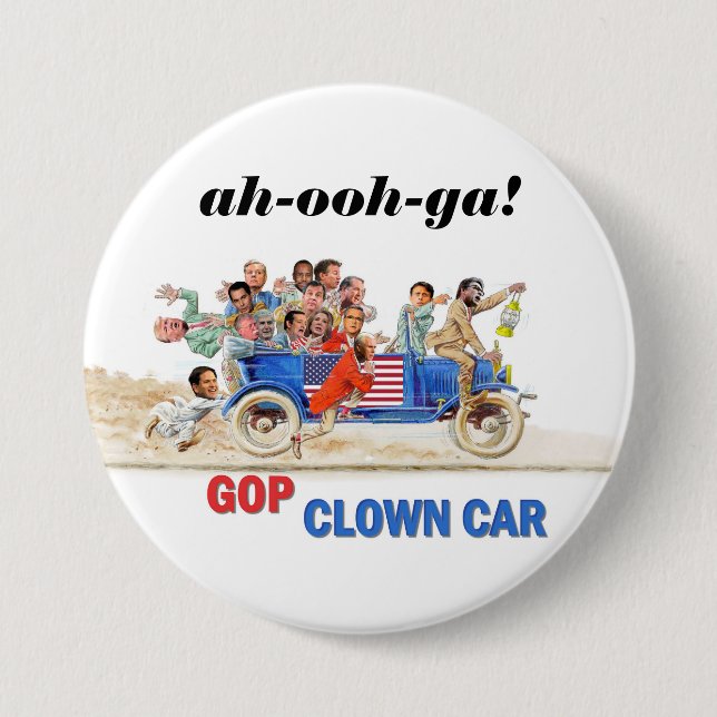 Badge Rond 7,6 Cm Voiture de clown de GOP (Devant)