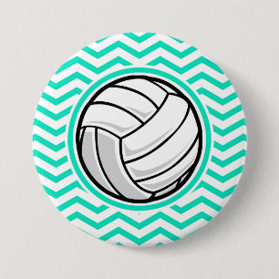 Badge Rond 7,6 Cm Volley-ball ; Aqua Green Chevron