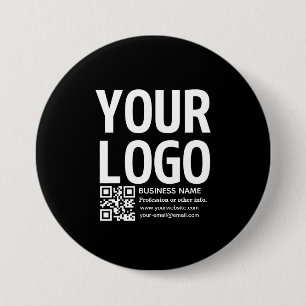 Badge Rond 7,6 Cm Votre logo avec QR code et texte modifiables 