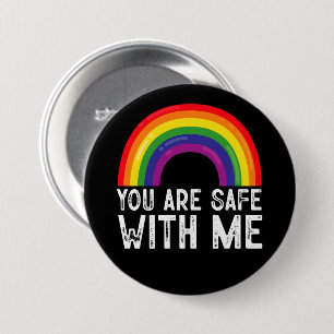 Badge Rond 7,6 Cm Vous Êtes En Sécurité Avec Moi Le Mois De La Fiert