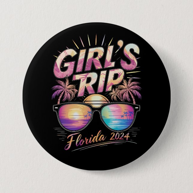 Badge Rond 7,6 Cm Voyage de filles Floride 2024 Week-end d'été à la  (Devant)