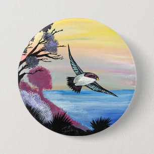 Badge Rond 7,6 Cm Vue Oiseaux
