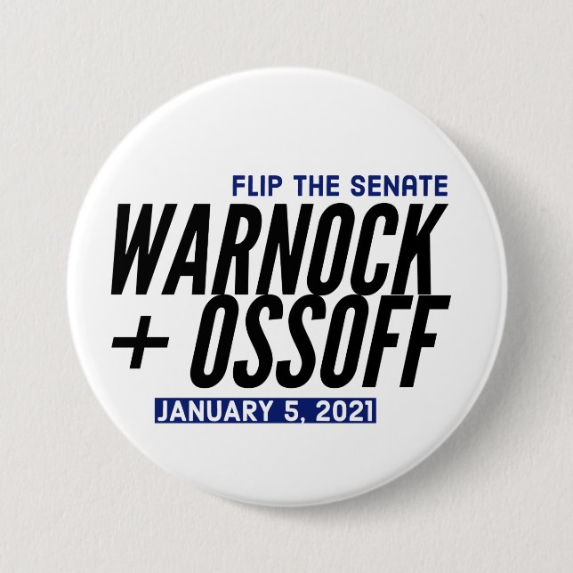 Badge Rond 7,6 Cm Warnock Notre Ossoff (Devant)