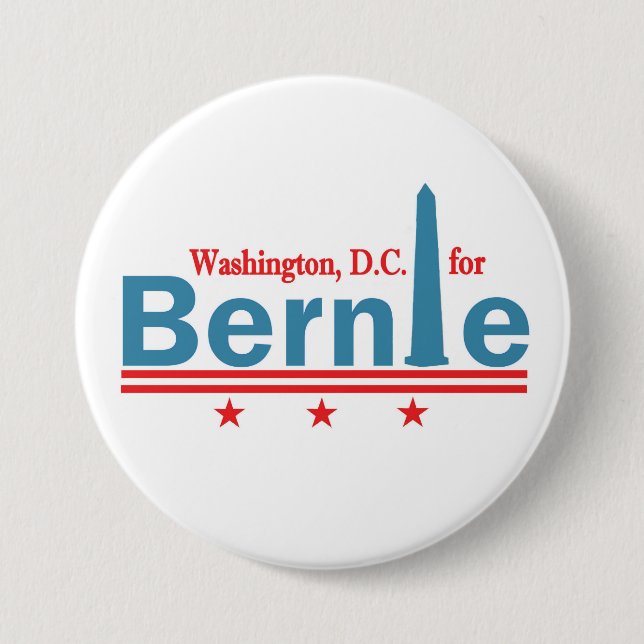 Badge Rond 7,6 Cm Washingon, C.C pour Bernie (Devant)