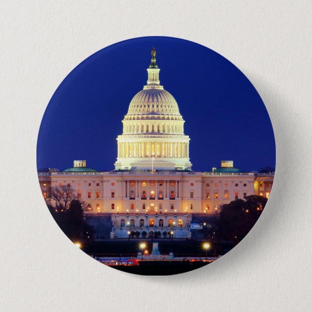 Badge Rond 7,6 Cm Washington DC Capitol américain à Dusk (Devant)