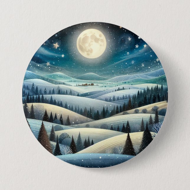 Badge Rond 7,6 Cm Winter Hillsides (Devant)