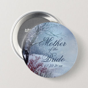 Badge Rond 7,6 Cm Winter Wonderland Mariage