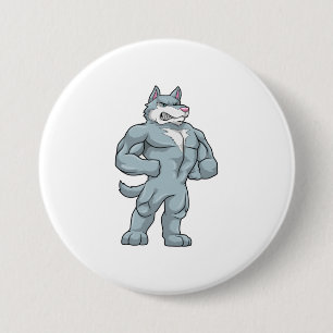 Badge Rond 7,6 Cm Wolf comme Bodybuilder extrême