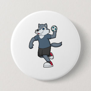 Badge Rond 7,6 Cm Wolf Handball joueur Handball