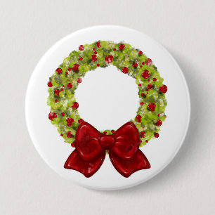 Badge Rond 7,6 Cm Wreath scintillante - Options de couleurs multiple