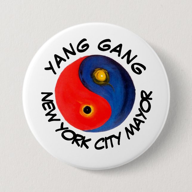 Badge Rond 7,6 Cm Yang Gang Maire du NYC (Devant)