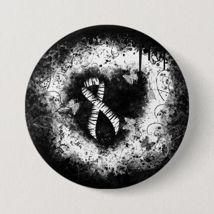 Badge Rond 7,6 Cm Zebra Print Ribbon Grunge Heart