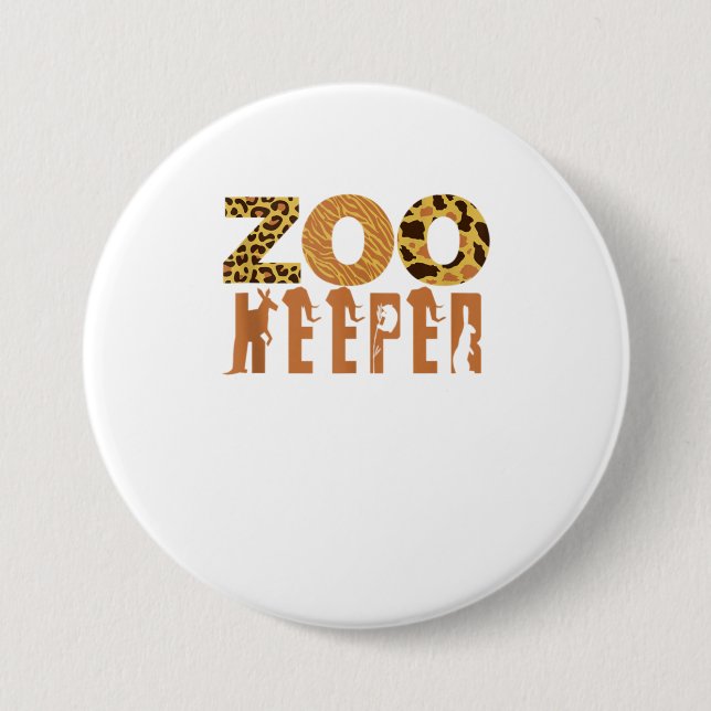 Badge Rond 7,6 Cm Zoo Keeper Animal Love Art Jungle Safari Exp (Devant)