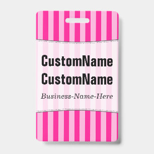 Badge Rose Clair & Bandes Rose Profond; Nom Personnalisé