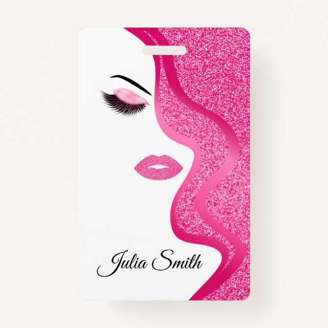 Badge Rose clair moderne avec effet Parties scintillant (Devant)