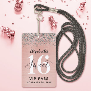Badge Rose Gold Anniversaire Sweet 16 VIP