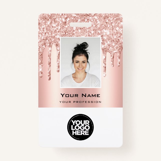 Badge Rose Gold des disques de Parties scintillant des e (Devant)