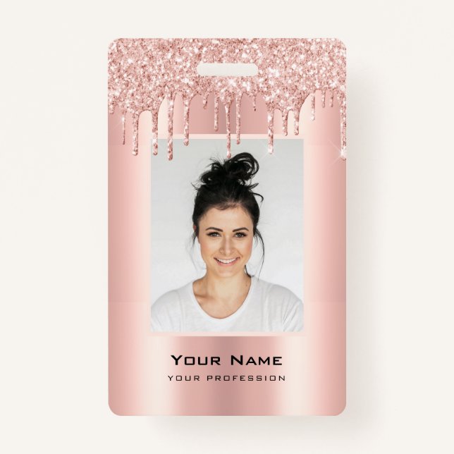 Badge Rose Gold des disques de Parties scintillant des e (Devant)
