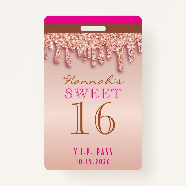 Badge Rose Gold Étincelle Goutte à Goutte Douze Ans VIP (Devant)