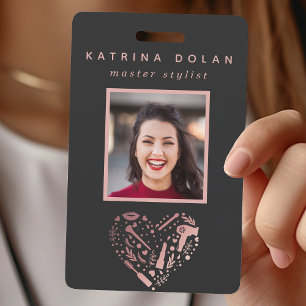 Badge Rose Gold Salon Cœur Photo Coiffeur