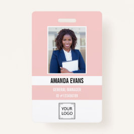 Badge Rose | Logo de l'employé photo ou sécurité QR CODE