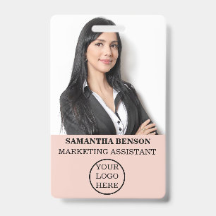 Badge Rose Poudré Personnalisé Moderne Féminin pour l'Éq