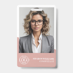 Badge Rose Poussiéreux Logo de Photo d'Employé Personnal