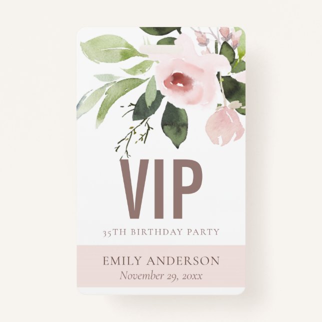 BADGE ROSE ROSE ROSE ROSE FLORALE VIP TOUT ÂGE PASSE D'A (Devant)