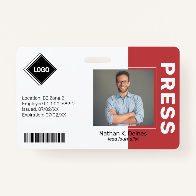 Badge Rouge | ID photo de l'employé Sécurité de la socié (Devant)