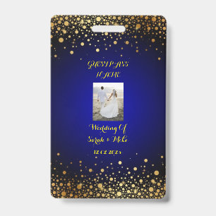 Badge Royal Blue and Gold Mariage Guest Pass