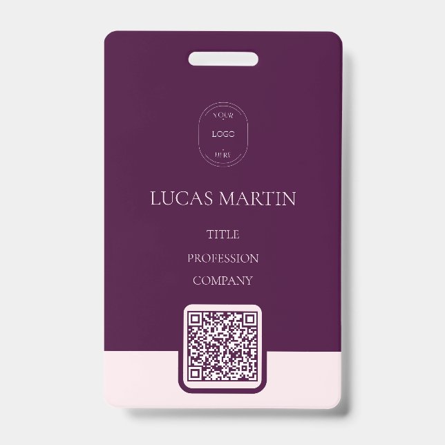 Badge Royal Crimson Code QR Nom de l'employé Insigne (Avant)