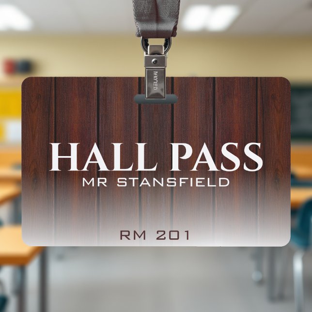 Badge Russe Red Wood Country School Pass Salle de classe (Rustic Red Wood Country School Classroom Hall Pass Badge
)