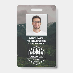 Badge Rustique Masculin Forêt Montagnes Extérieur