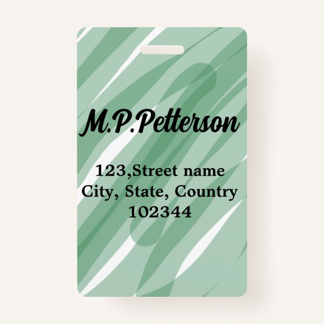 Badge Sage vert feuille ajouter nom adresse texte motif  (Devant)