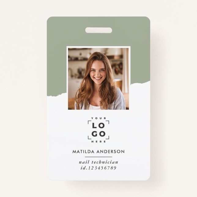 Badge Sage vert moderne miniature photo abstraite (Devant)