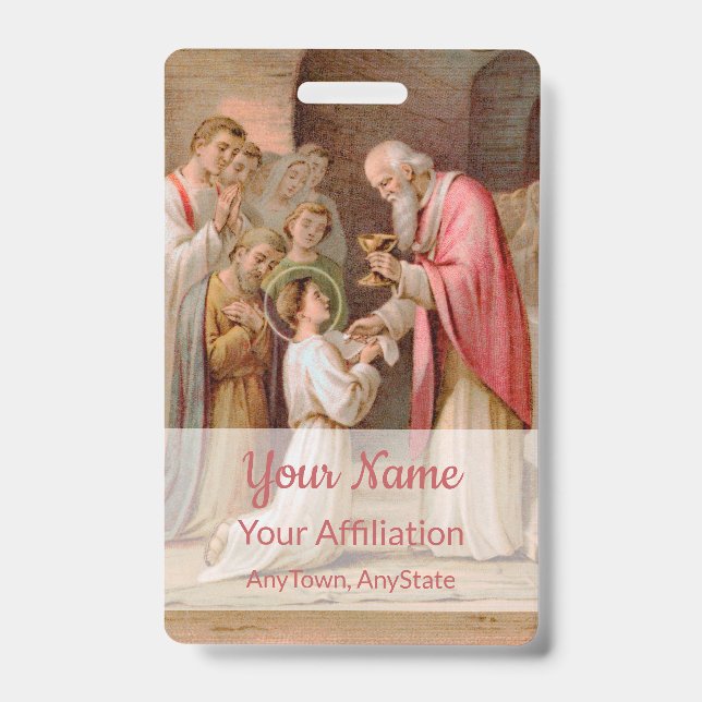 Badge Saint Tarcisius recevant l'Eucharistie (BL 02) (Avant)